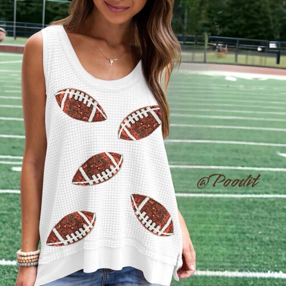 poodit Tops - Super cute sequin football tank S M L XL